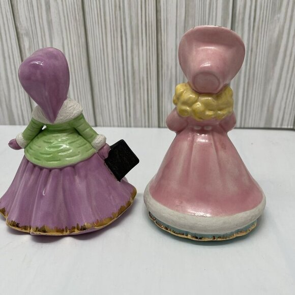 Vtg 2 Holland Mold Christmas Victorian Caroler Figurines Holiday 2 Small Chips - Picture 6 of 14